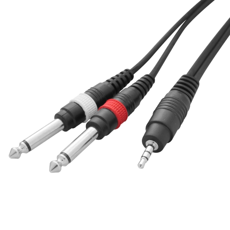 3.5mm Stereo Mini Jack > 2 x 6.35mm Mono Jack Cable 1.5m equipment hire