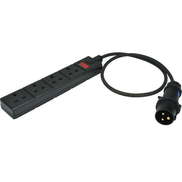 Adpt 16A 13A 4-way 1.5m equipment hire
